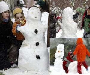 yapboz Çocuklar kardan adam oynuyor